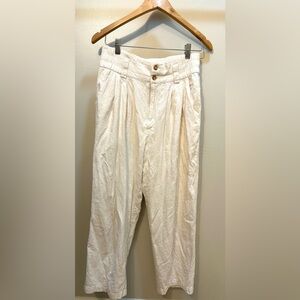 Urban Outfitters Womens M Ivory Cream Pleated Tappered Pants